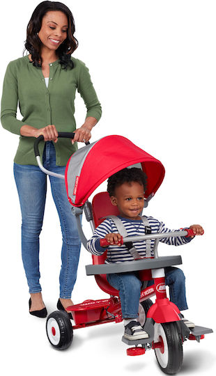 Radio Flyer Tricicletă Pentru Copii Cu Mâner Pentru Părinți 4 În 1 Pentru 1-5 Ani Gri