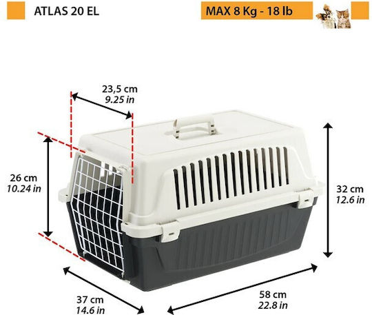 Ferplast Carrier Atlas 20 EL Black Spare Part for Dog Transport Cages 58x37x32cm
