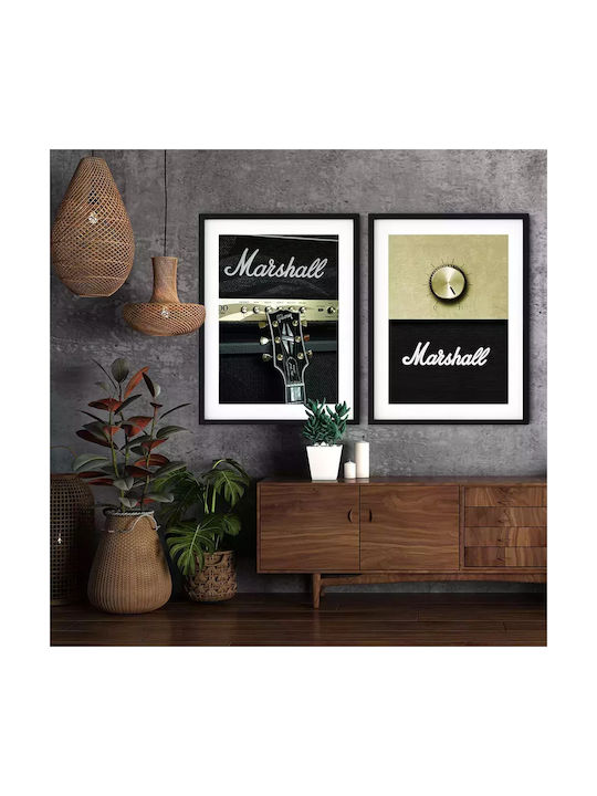 Music Poster Marshall Speaker Pst25176 21cm X 30cm Μαύρο Ξύλινο Κάδρο