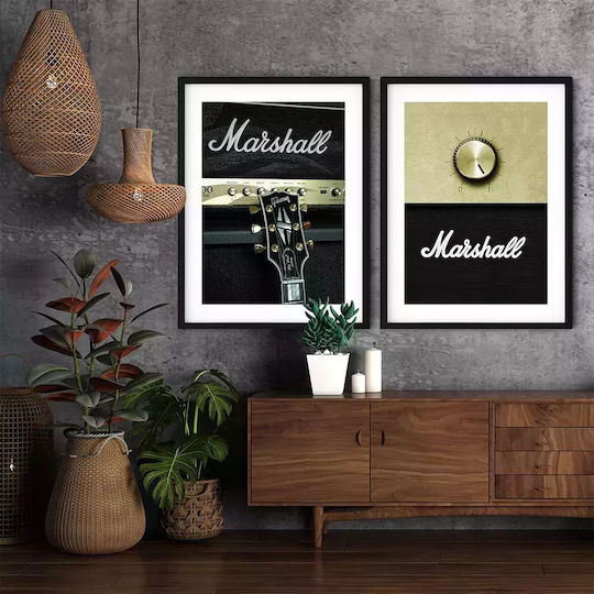 Music Poster Marshall Speaker Pst25176 21cm X 30cm Black Wooden Frame