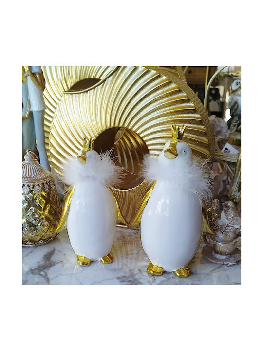 Zen Collection Christmas Ceramic Figure Penguin Gold Height 18cm