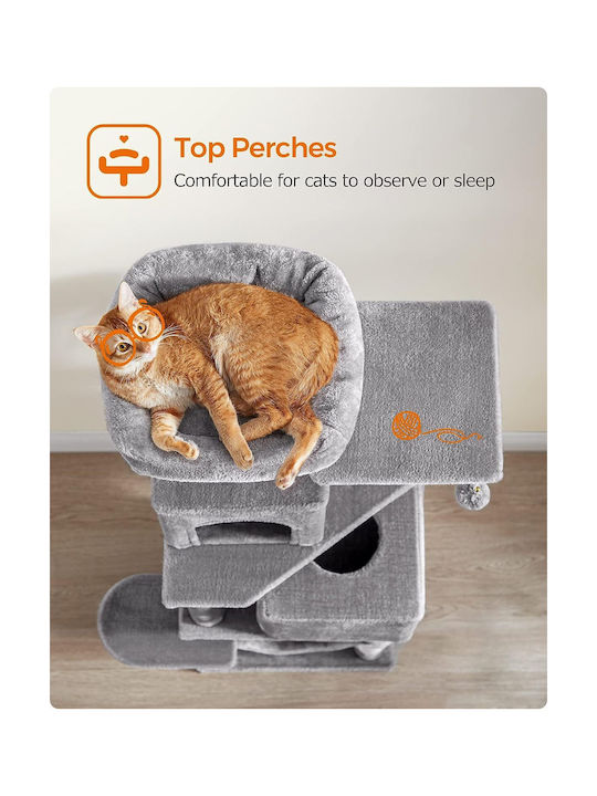 Feandrea Scratching Post Cat Trees Gray 6 levels 49x40x155cm