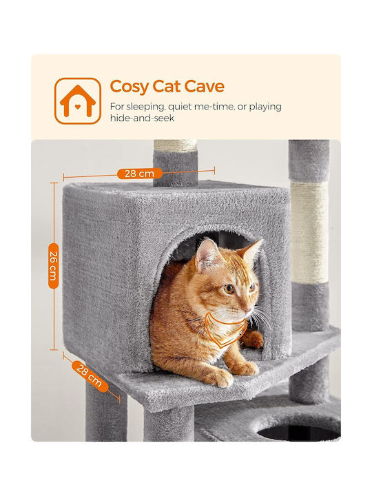 Feandrea Scratching Post Cat Trees Gray 6 levels 49x40x155cm