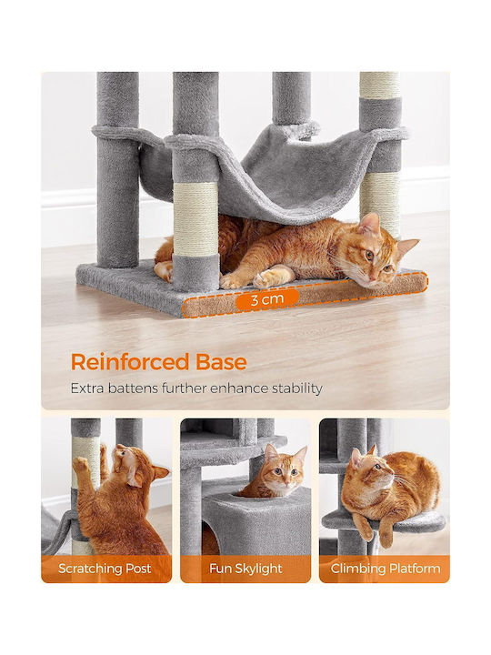 Feandrea Scratching Post Cat Trees Gray 6 levels 49x40x155cm