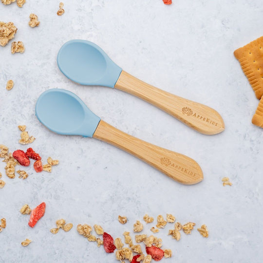 AppeKids Σετ Βρεφικά Μαχαιροπίρουνα από Bamboo για 6+ μηνών Τιρκουάζ 2τμχ