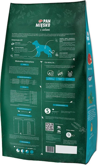 Pan Miesko 9kg Dry Food for Adult Dogs with Meat, Beef, Tuna, Rice, Poultry, Chicken, Liver and Salmon