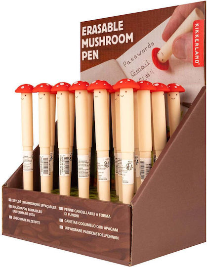 Kikkerland Mushroom Erasable Pen with Built-in Eraser Original Writing & Correction Pen