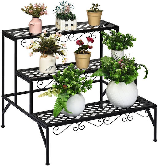 Costway Suport pentru ghiveci Metal Negru 60bucx60bucx70buccm.