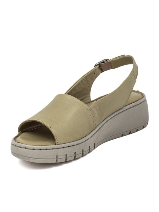 Leather Women's Flat Sandals Anatomic in Green Color