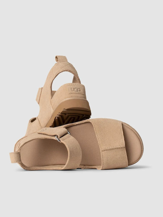 Goldenstar Γυναικεία Σανδάλια Flatforms Μπεζ