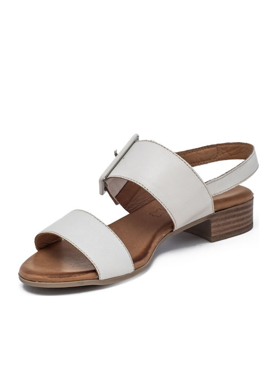 Leather Women's Flat Sandals Anatomic in Beige Color