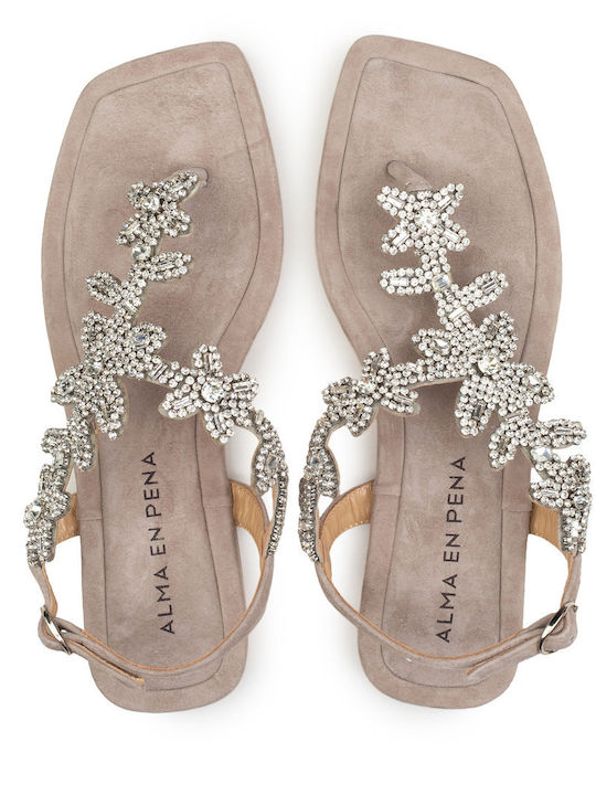 Flache Sandalen für Damen in Braun Farbe