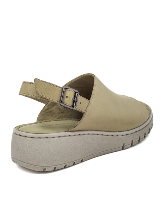 Leather Women's Flat Sandals Anatomic in Green Color