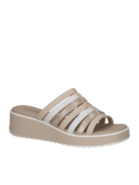 Leather Women's Flat Sandals in White Color