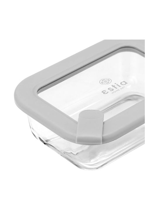 Estia Microwave Glass Lunch Box Colorseal Gray 370ml