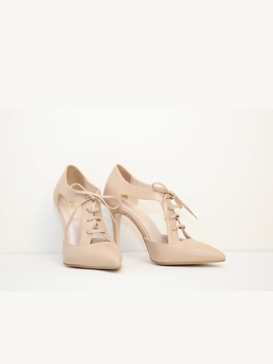 Leather Beige High Heels