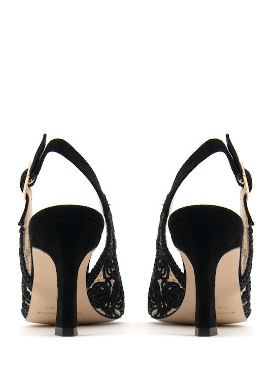 Spitze Zehe Pumps mit Hochem Absatz Schwarz