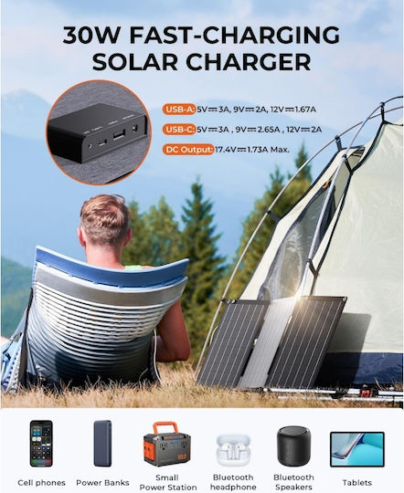 Pyramid Panou Solar 21w Camping Pescuit Pliabil Portabil 1x Usb-c 1x Usb-a Celule Solare Sunpower Numărul 1 În Lume
