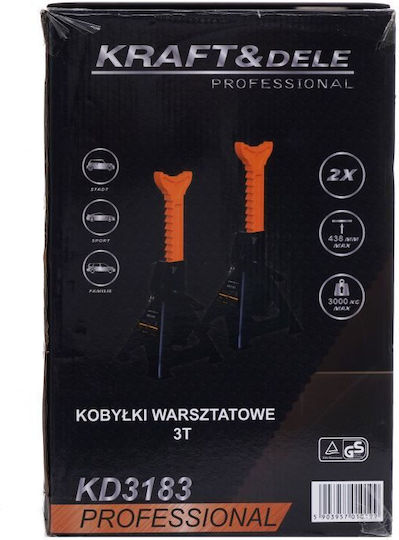 Kraft & Dele Set Trepiede de Susținere pentru Vehicule cu Capacitate de Ridicare până la 3 Tone