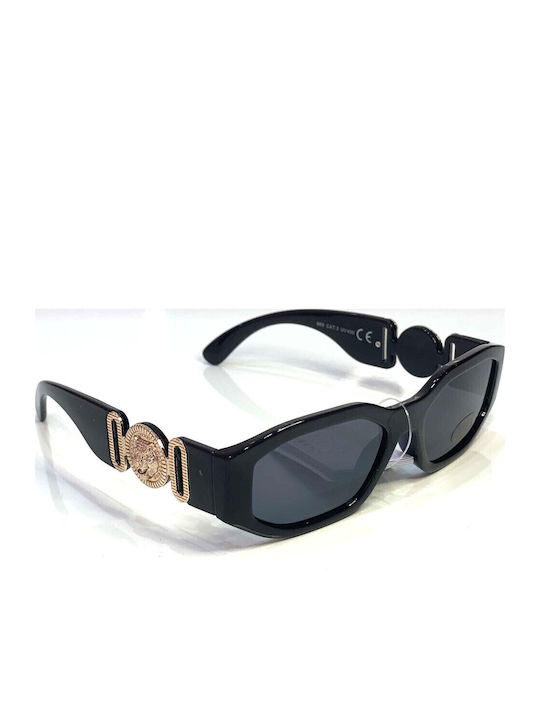 Woman's Fashion Women's Sunglasses with Black Plastic Frame and Black Lens G-118