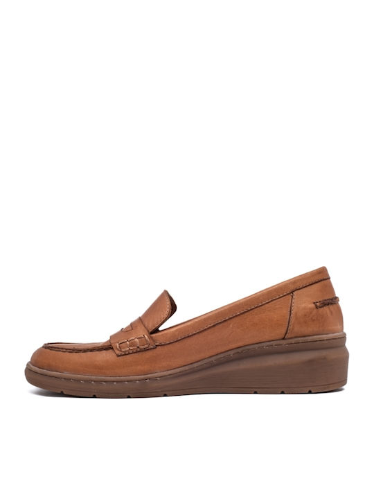 Leder Damen Mokassins in Braun Farbe