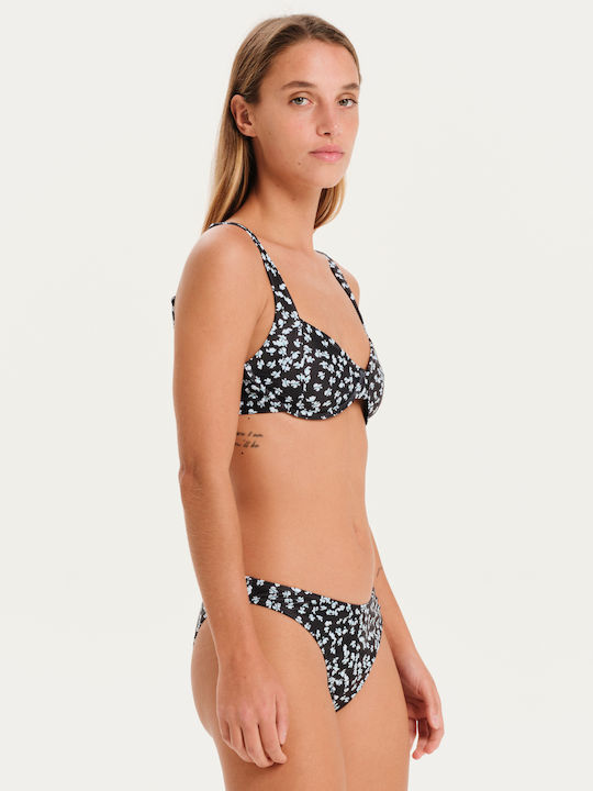 Underwire Bikini Set Bra & Slip Bottom with Adjustable Straps Black