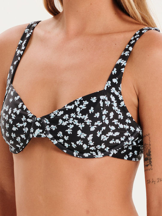 Underwire Bikini Set Bra & Slip Bottom with Adjustable Straps Black