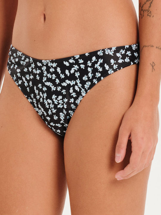 Underwire Bikini Set Bra & Slip Bottom with Adjustable Straps Black