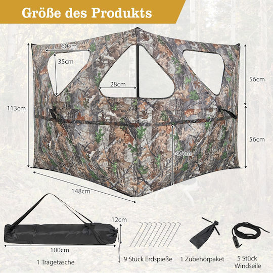 Costway Camping Tent 3 Seasons 150x150x160cm