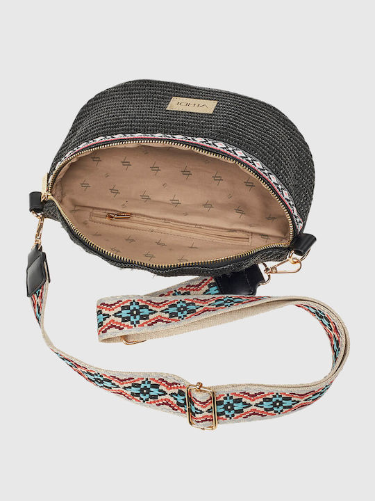 Medium Straw Women's Bag Crossbody Black