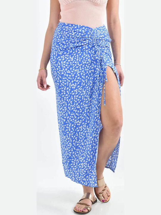 Midi Φούστα Floral Μπλε