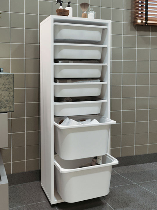 Storage Drawers Made of Plastic & Wood with 7 Drawers L45.4xW30xH125cm