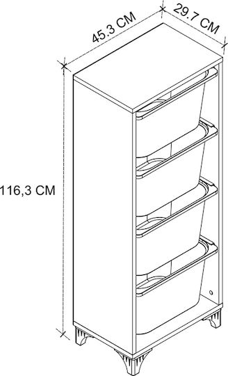 Storage Drawers Kayra I Made of Plastic & Wood with 4 Drawers L45.3xW29.7xH116.3cm