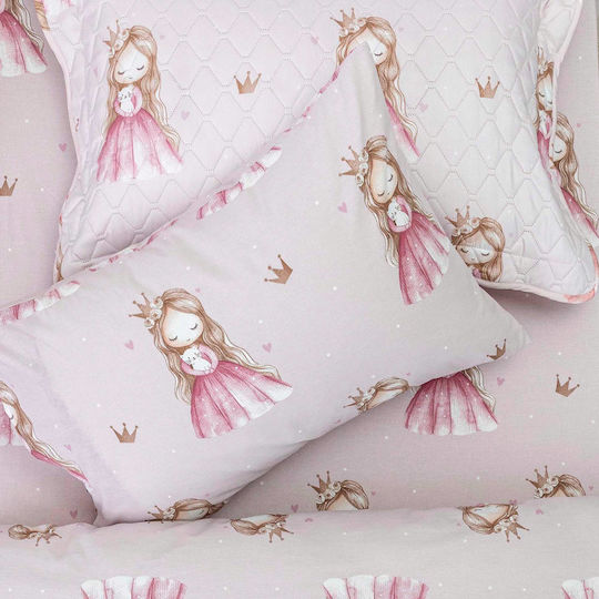 Borea Σετ Σεντόνια Μονά Βαμβακερά Little Queen Ροζ 160x250cm 3τμχ