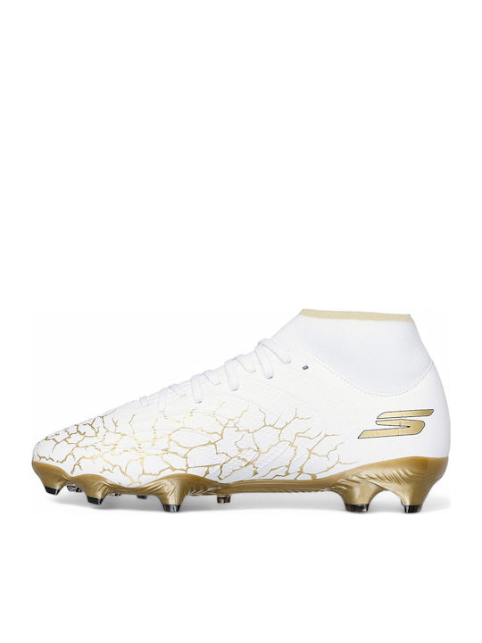Skechers SKX 1.5 Academy FG High Football Shoes with Cleats White