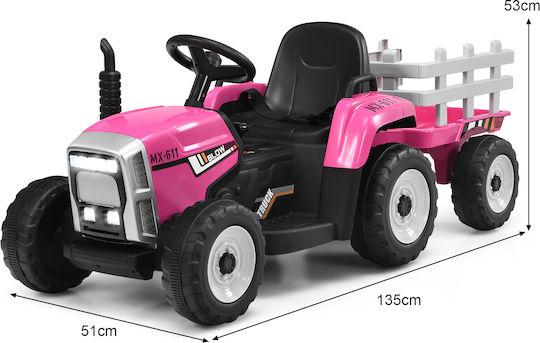 Παιδικό Τρακτέρ Ηλεκτροκίνητο με Καρότσα 12 Volt Ροζ