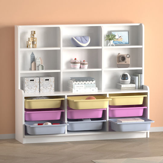 Obia Βιβλιοθήκη Δαπέδου Ξύλινη Λευκή 132.6x30x115cm