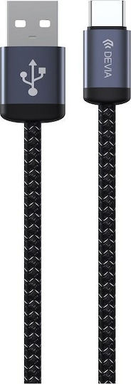 Devia Gracious USB 2.0 Cable USB-C male - USB-A Black 1m