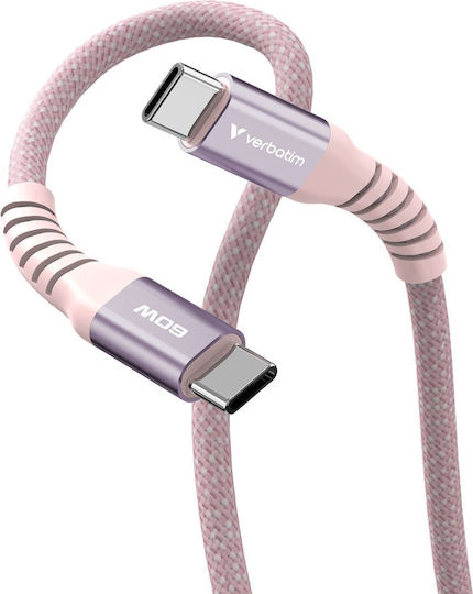 Verbatim Magnetic USB 2.0 Cable USB-C male - USB-C 60W Ροζ 1.2m 31853