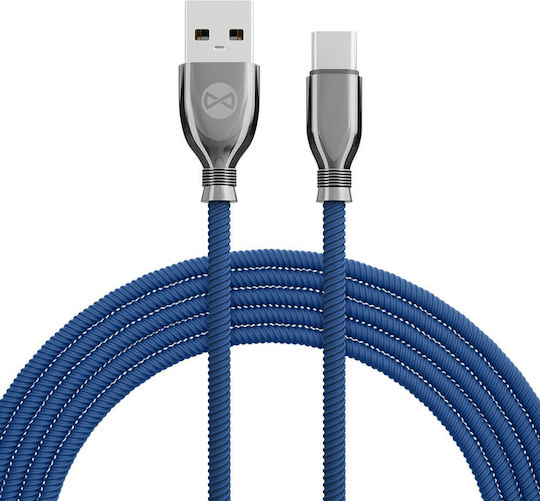 Forever Tornado Braided USB 2.0 Cable USB-C male - USB-A Μπλε 1m