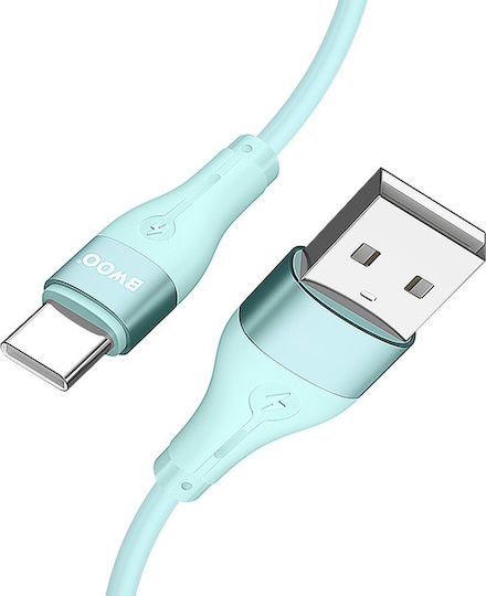 Cablu Bwoo Minimalist din Silicon 3A X280C USB-A la USB-C Verde 6933654810845