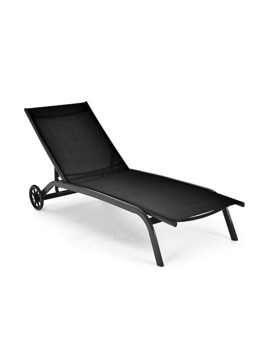 Deckchair Metallic with Wheels Pink 164.5x61x34cm.