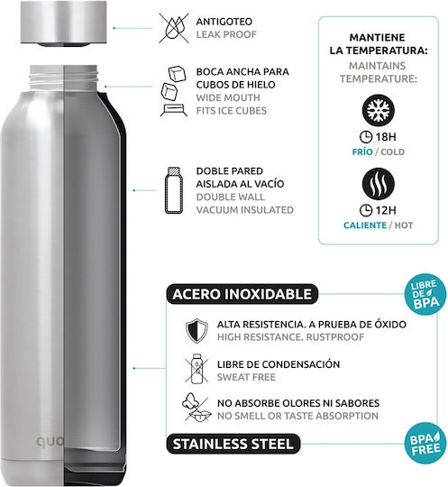 Quokka Solid Bottle Thermos Stainless Steel 510ml Orange with Mouthpiece