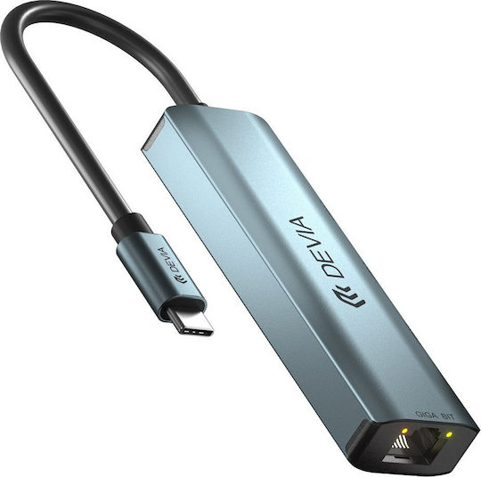 Devia 4-Port USB 3.0 Hub with USB-C Connection Gray
