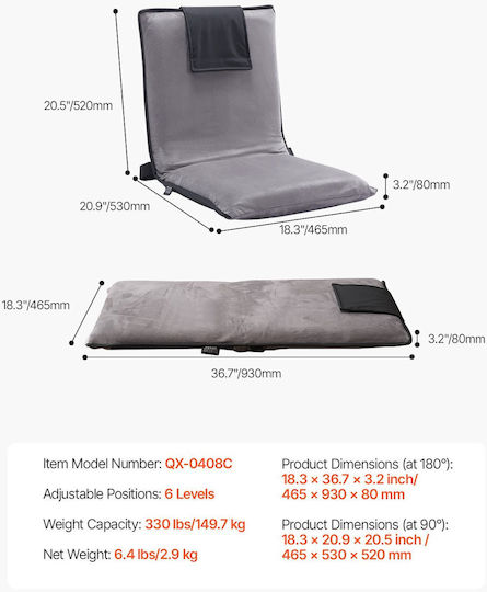 Multifunctional Bean Bag Chair Gray 46.5x53x52cm