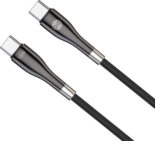 Forever Braided USB 2.0 Cable USB-C male - USB-C 100W PD Μαύρο 1m