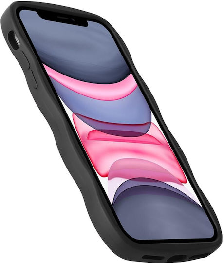 HappyCase Umschlag Rückseite Silikon mit Band Schwarz (iPhone 11)