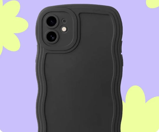 HappyCase Umschlag Rückseite Silikon mit Band Schwarz (iPhone 11)
