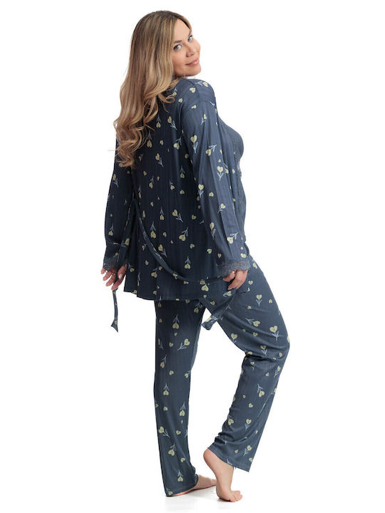 SNC Homewear Καλοκαιρινή Γυναικεία Ρόμπα με Πιτζάμα
