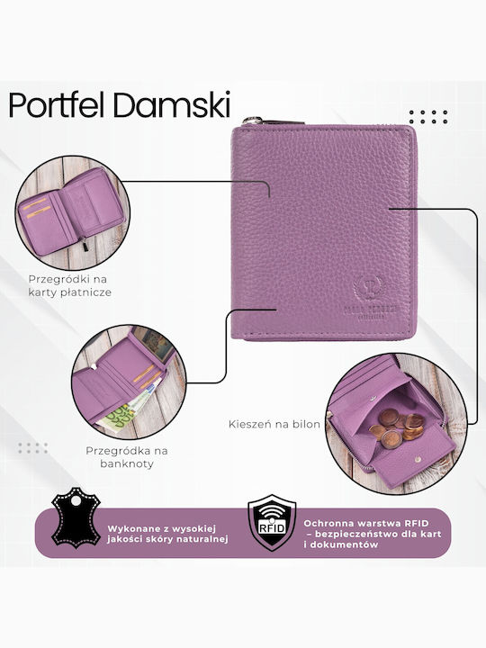 Din piele Portofel de damă cu RFID Violet